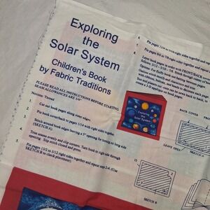 Vintage 1997 Fabric Traditions Exploring the Solar System Childrens Book Panel